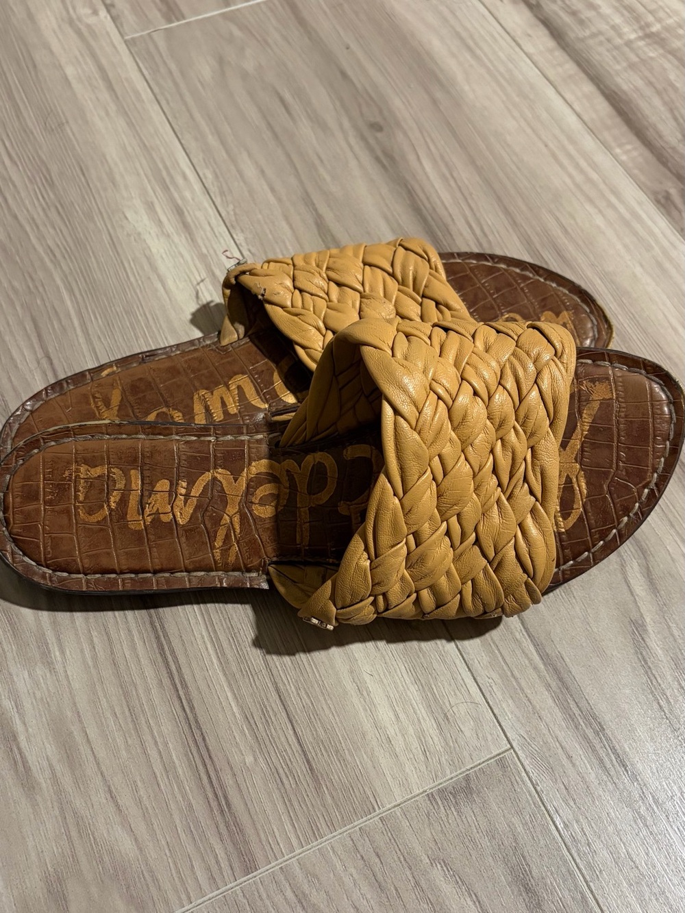 Sam Edelman Braided Slide Sandals in Mustard - Picture 1 of 2